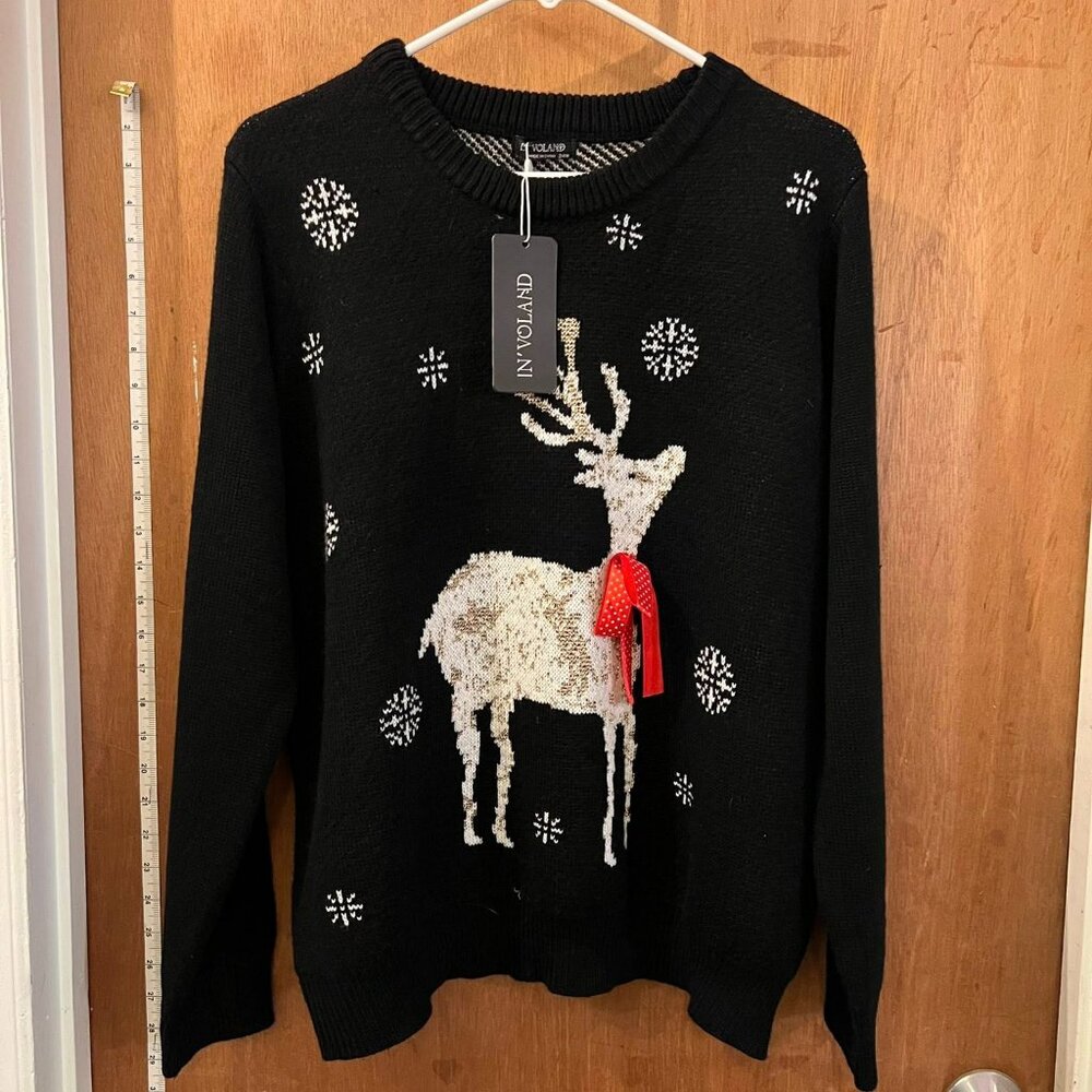 Size 24W - In'Voland - NWT - Black and Gold Long Sleeve Winter Sweater